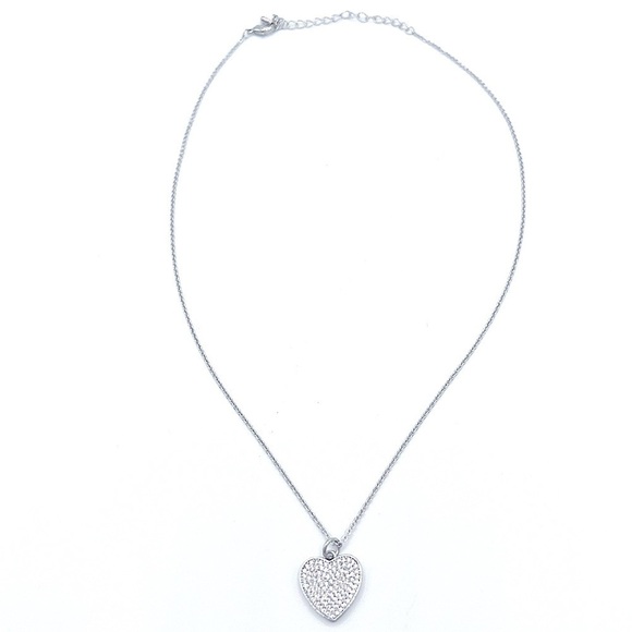𝅺DAINTY Silver Chain with Sweet Micro Pave Heart Charm - Picture 2 of 3